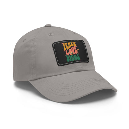 Peace Love Birds  Hat with Leather Patch, Casual Cap for Bird Lovers