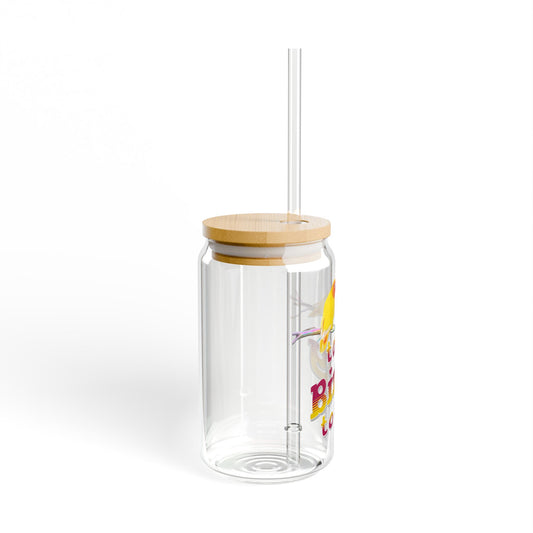 The Nerdy Birder Talk Birdy To Me 16oz Sipper Glass With Bamboo Lid