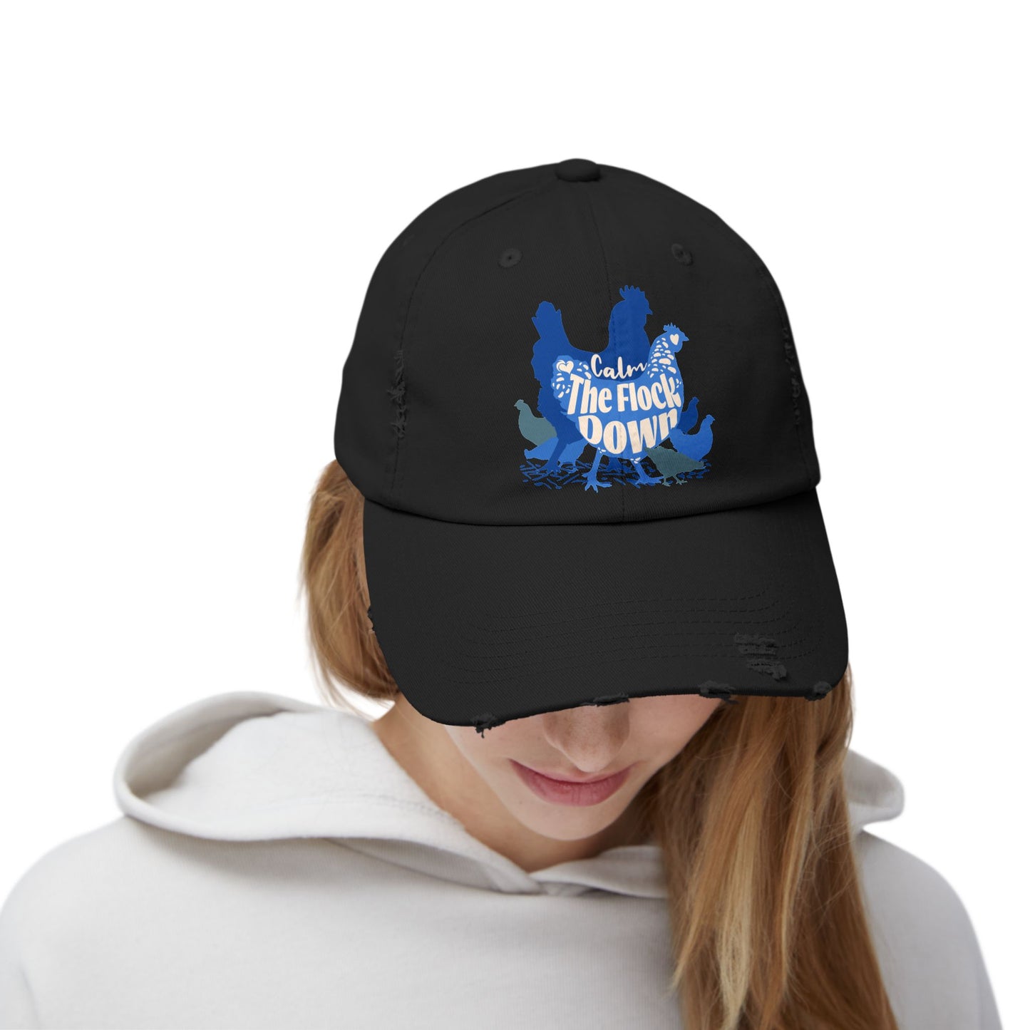 The Nerdy Birder Calm The Flock Down Vintage Style Hat - Unisex Distressed Cap