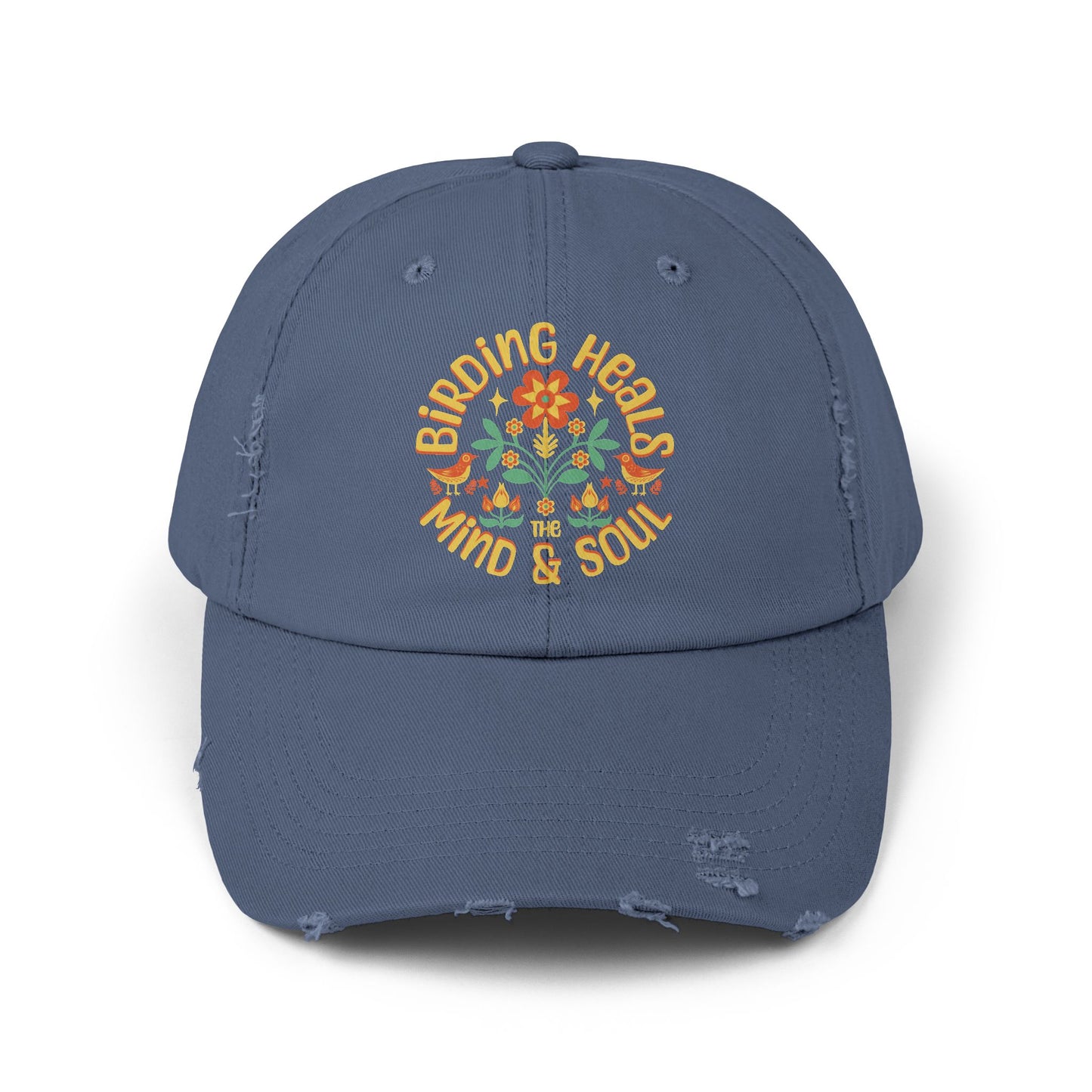 Birding Heals The Mind & Soul Unisex Distressed Cap - - Perfect Gift for Nature Lovers