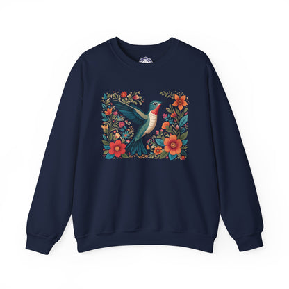 Hummingbird In Bloom Graphic Unisex Crewneck Sweatshirt