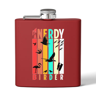 I'm A Nerdy Birder Flask | Stainless Steel 6oz Hip Flask for Nature Lovers, Outdoor Adventures, Gifts for Birders, Hiking Accessory