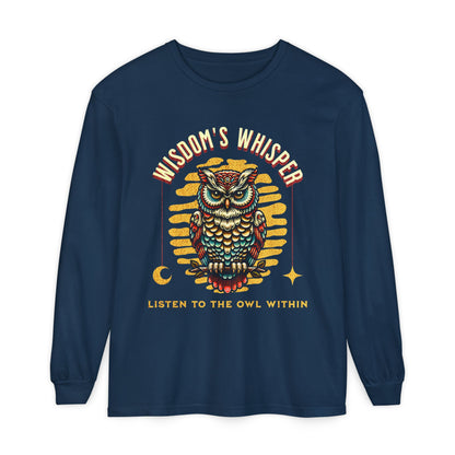 Wisdom's Whisper Owl Long Sleeve T-Shirt for Unisex - Listen to the Owl Within, Perfect Gift for Nature Lovers