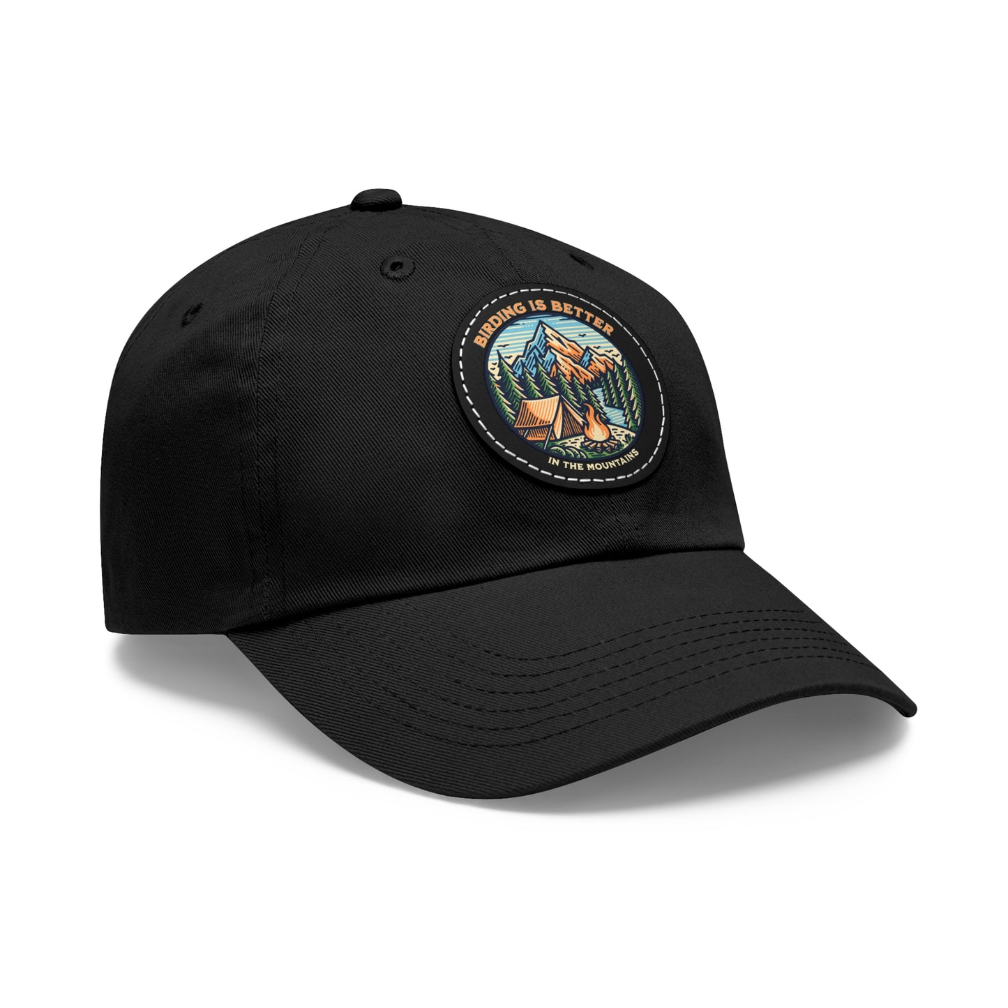 The Nerdy Birder - "Birding is Better in the Mountains" Dad Hat, Leather Patch Cap, Perfect Gift for Dads, Nature Lovers, Casual Style Cap, Summer Accessories