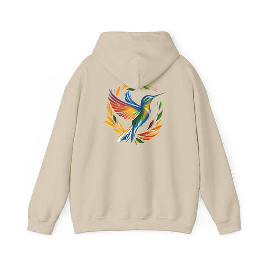 Hummingbird Rainbow Hoodie Back Design - Cozy Sweatshirt for Nature Lovers