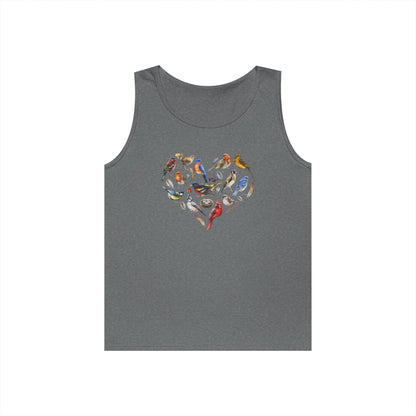 I'm A Nerdy Birder Bird Heart Tank Top, Gift for Bird Lovers, Unisex Summer Wear, Nature Lover's Apparel, Fun Casual Tank