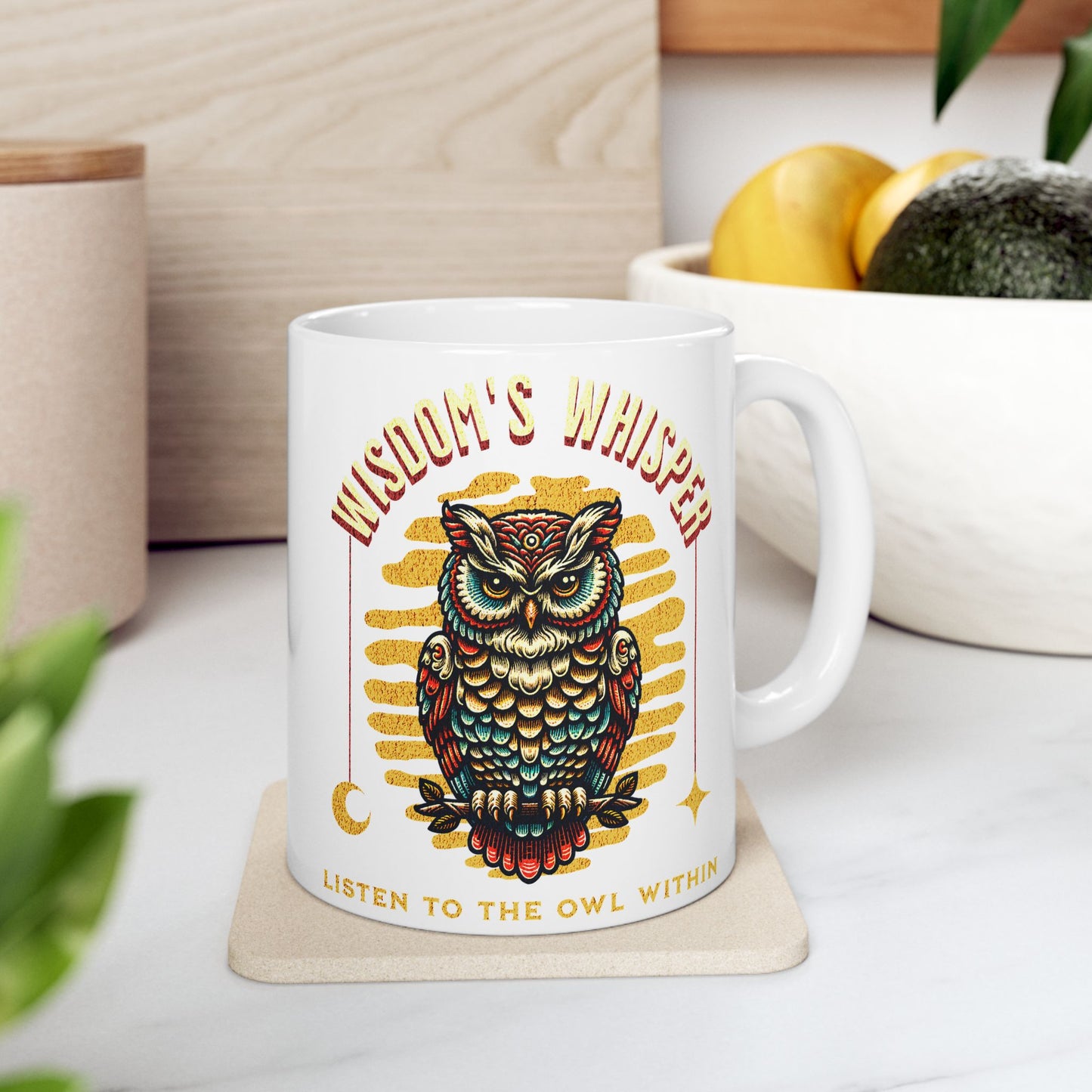 Wisdom's Whisper Owl Ceramic Mug