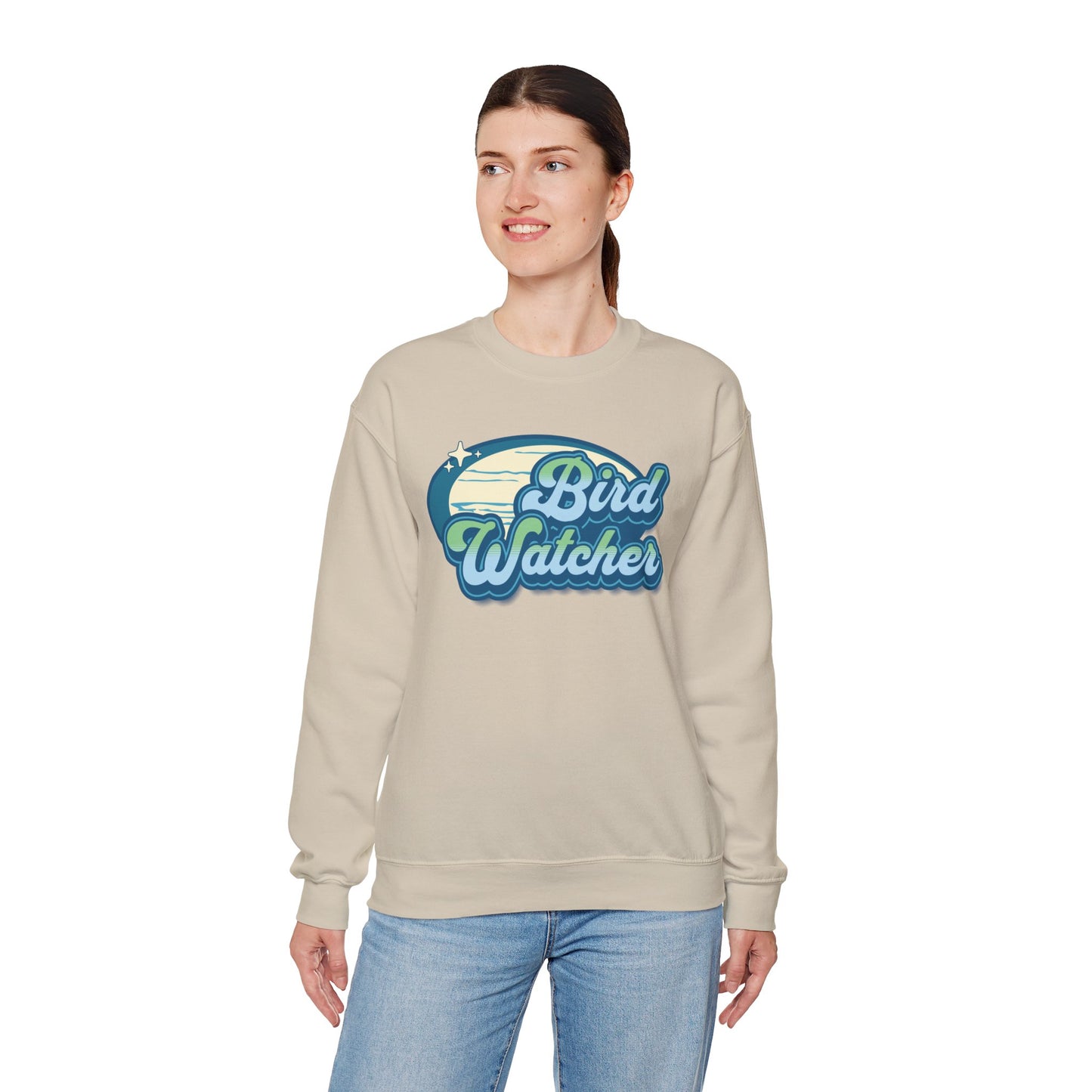 Bird Watcher Teal Graphic Unisex Crewneck Sweatshirt
