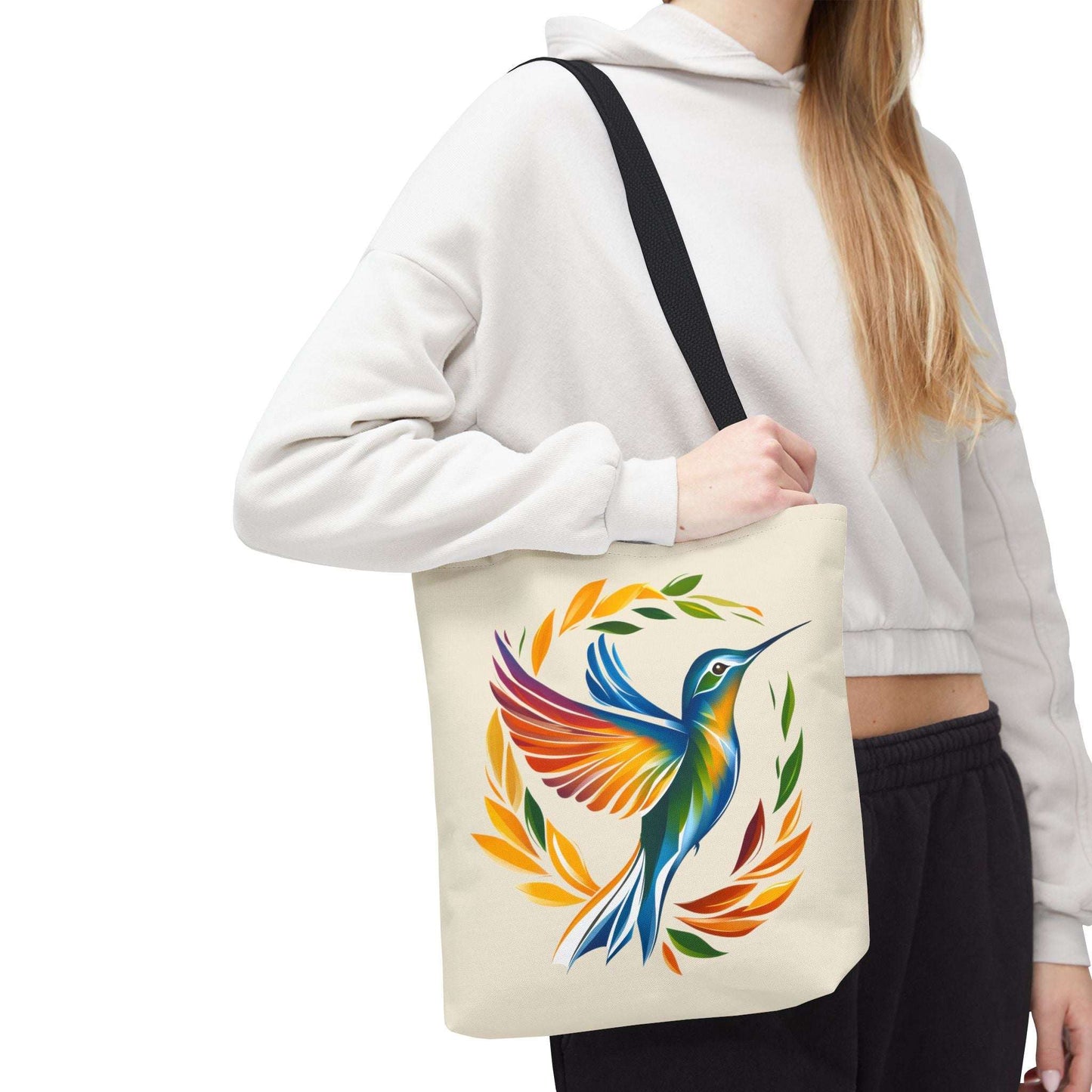 Hummingbird Rainbow Tote Bag - Natural color