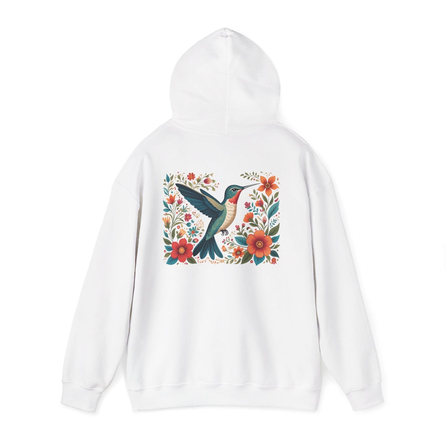 Hummingbird in Bloom Hoodie Back Design - Cozy Sweatshirt for Nature Lovers