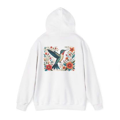 Hummingbird in Bloom Hoodie Back Design - Cozy Sweatshirt for Nature Lovers