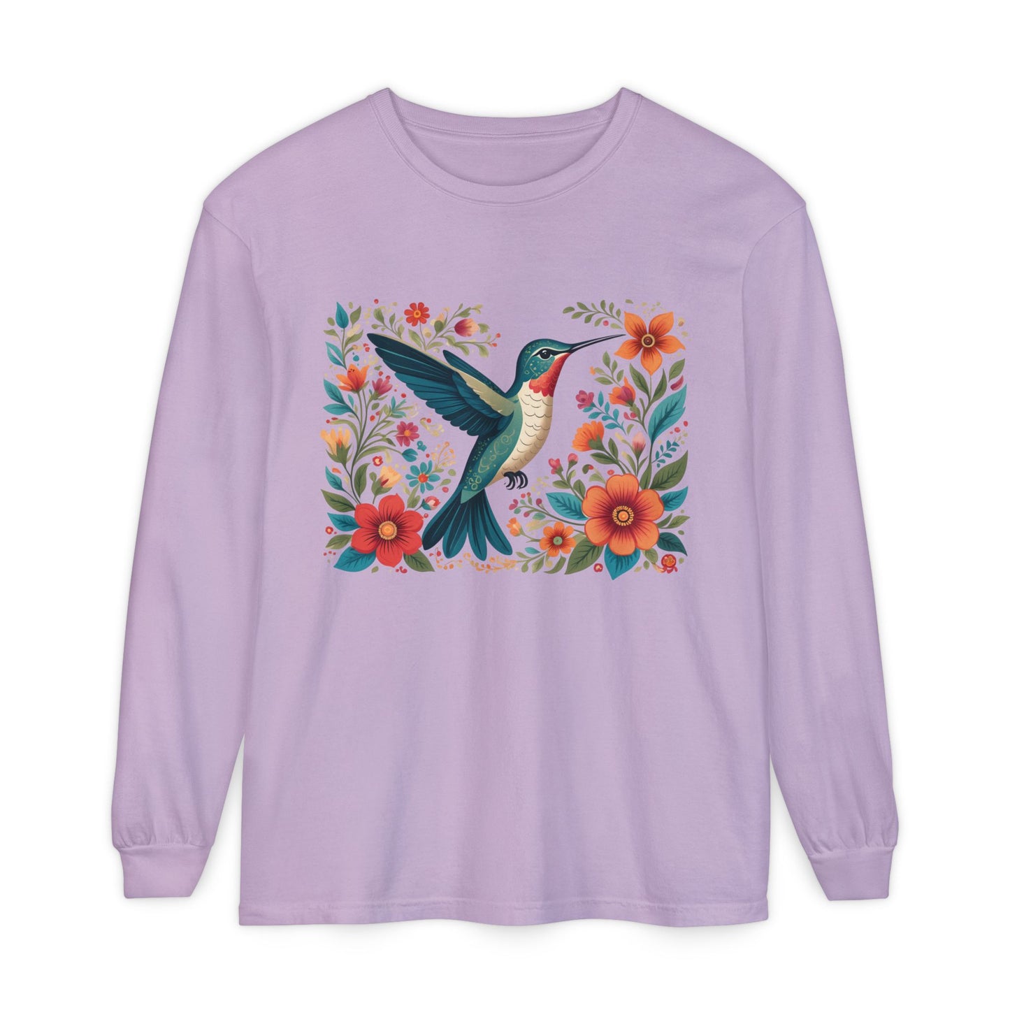Hummingbird In Bloom Long Sleeve T-Shirt