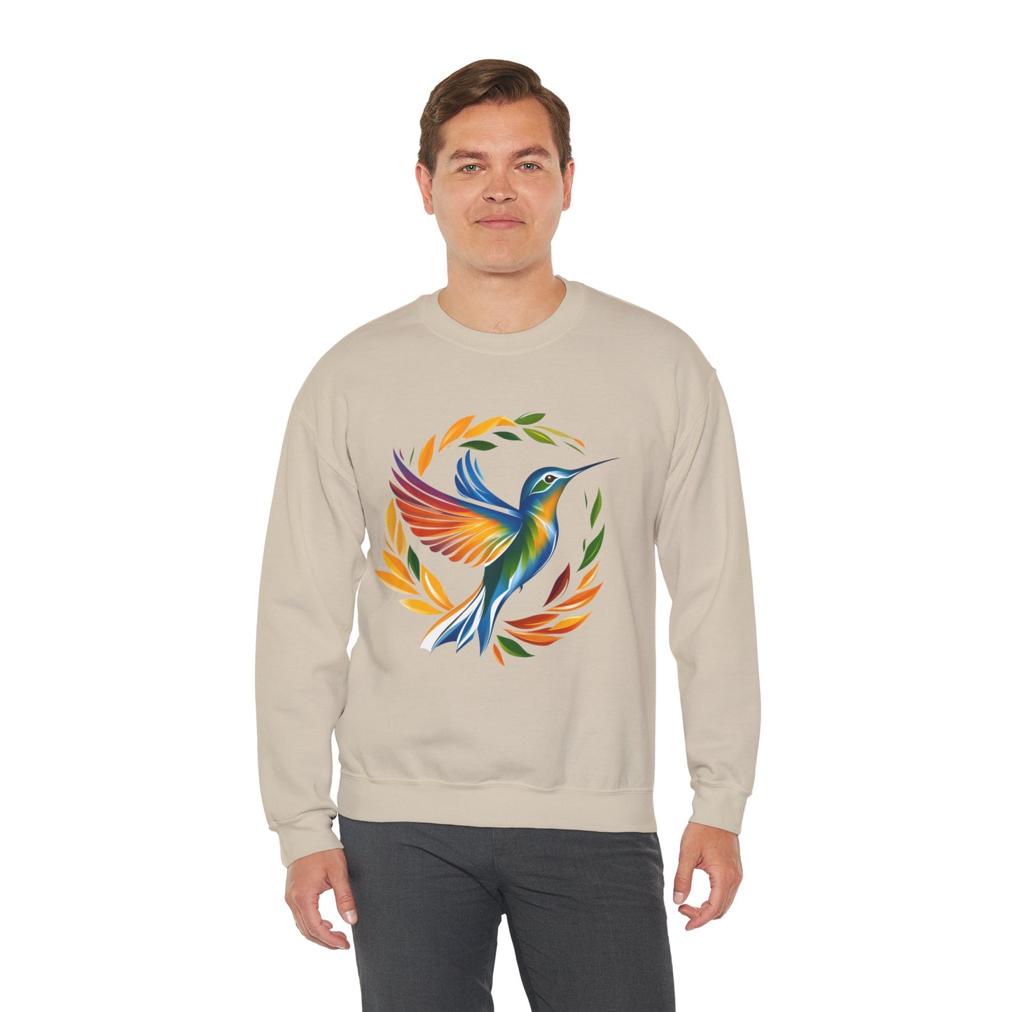 Hummingbird Rainbow Graphic Unisex Crewneck Sweatshirt