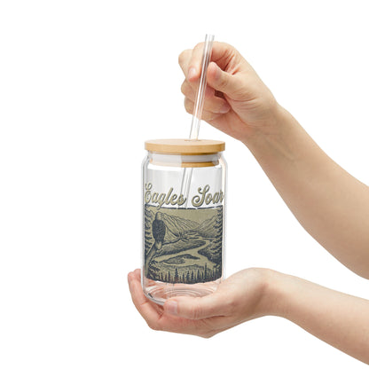 The Nerdy Birder Eagle's Soar 16oz Sipper Glass With Bamboo Lid