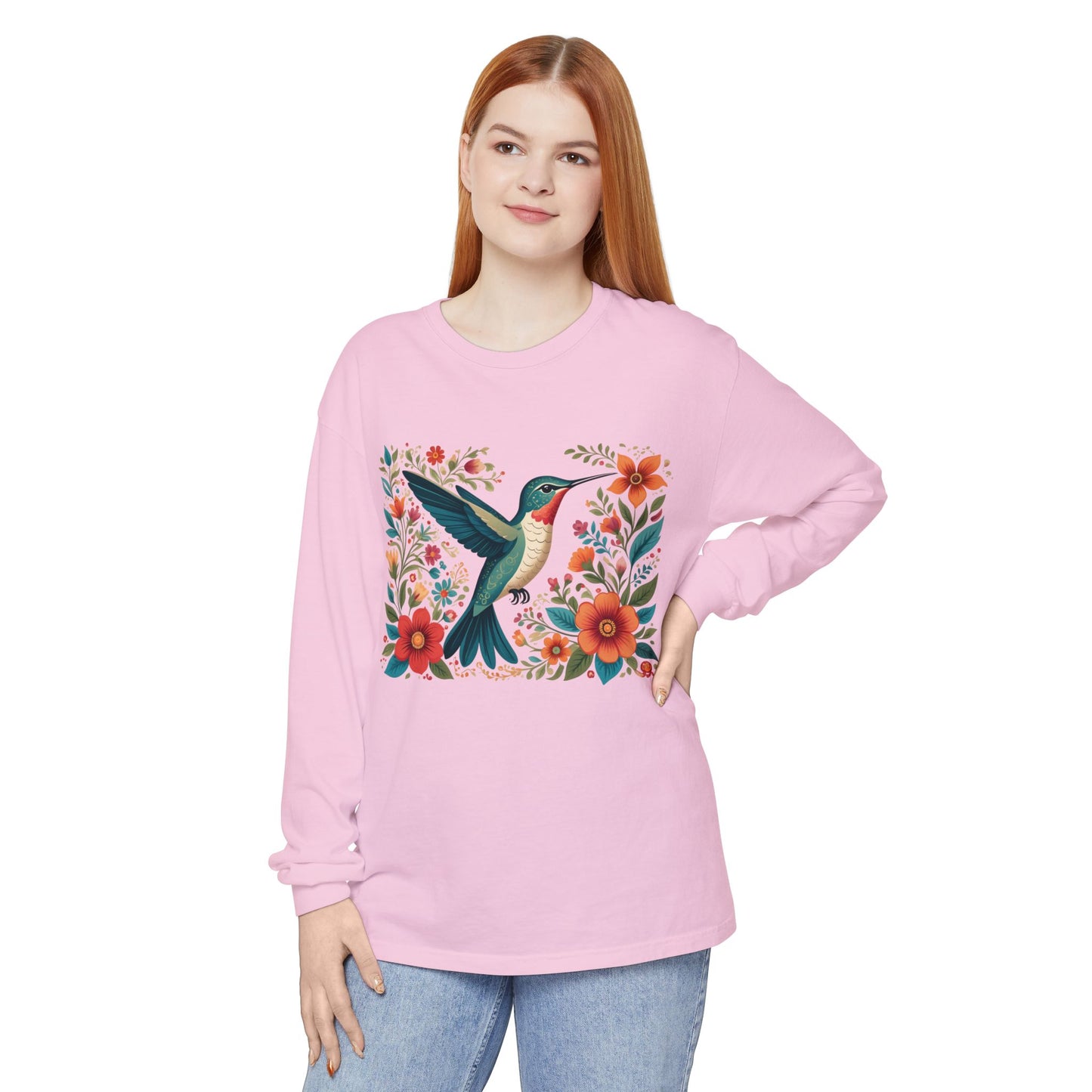 Hummingbird In Bloom Long Sleeve T-Shirt