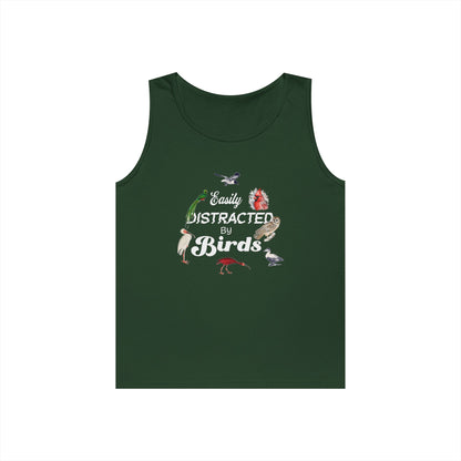 The Nerdy Birder Easily Distracted By Birds Tank Top, Gift for Bird Lovers, Unisex Summer Wear, Nature Lover's Apparel, Fun Casual Tank