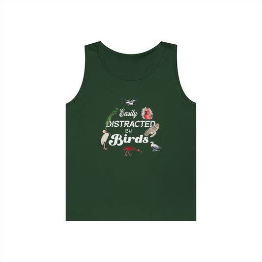 Easily Distracted By Birds Tank Top, Gift for Bird Lovers, Unisex Summer Wear, Nature Lover's Apparel, Fun Casual Tank