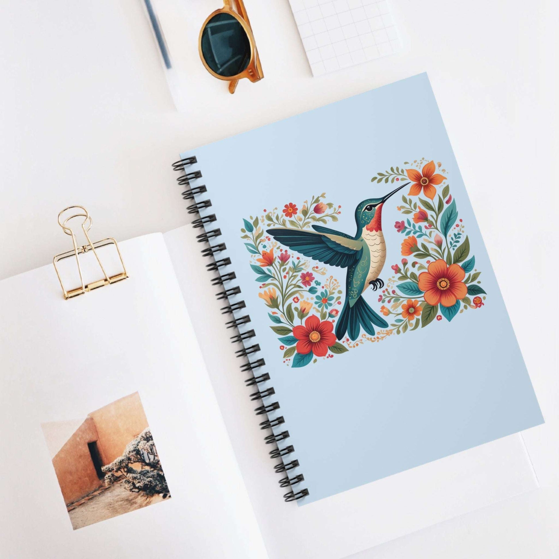Hummingbird In Bloom Spiral Notebook Blue