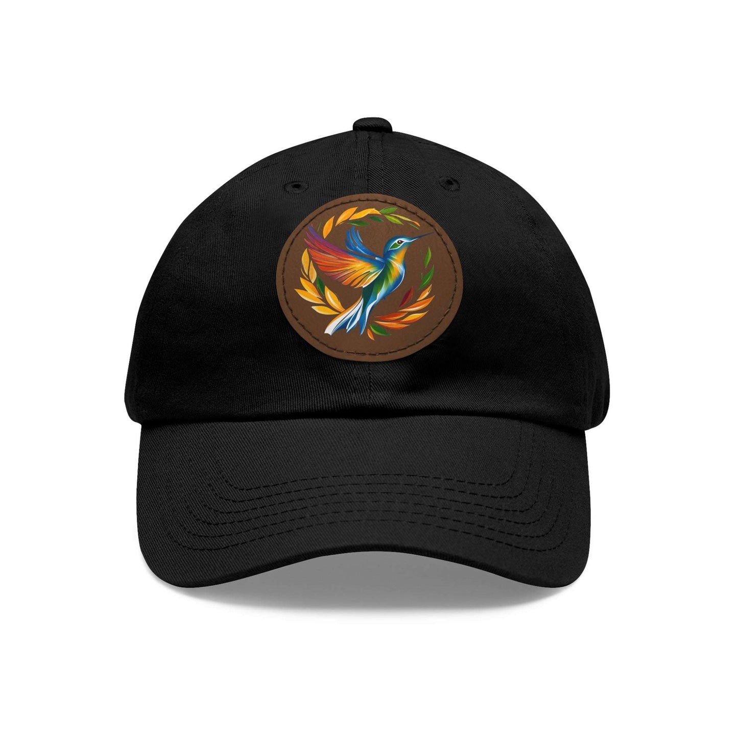 The Nerdy Birder - Modern Rainbow Hummingbird Dad Hat, Leather Patch Cap, Perfect Gift for Dads, Nature Lovers, Casual Style Cap, Summer Accessories