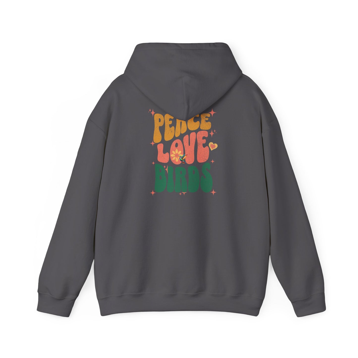 Peace Love Birds Unisex Hoodie Back Design - Cozy Sweatshirt for Nature Lovers