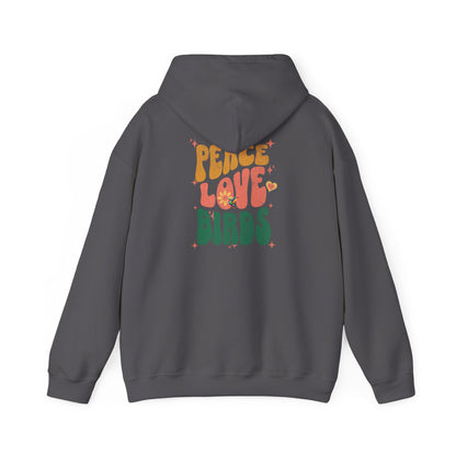 Peace Love Birds Unisex Hoodie Back Design - Cozy Sweatshirt for Nature Lovers