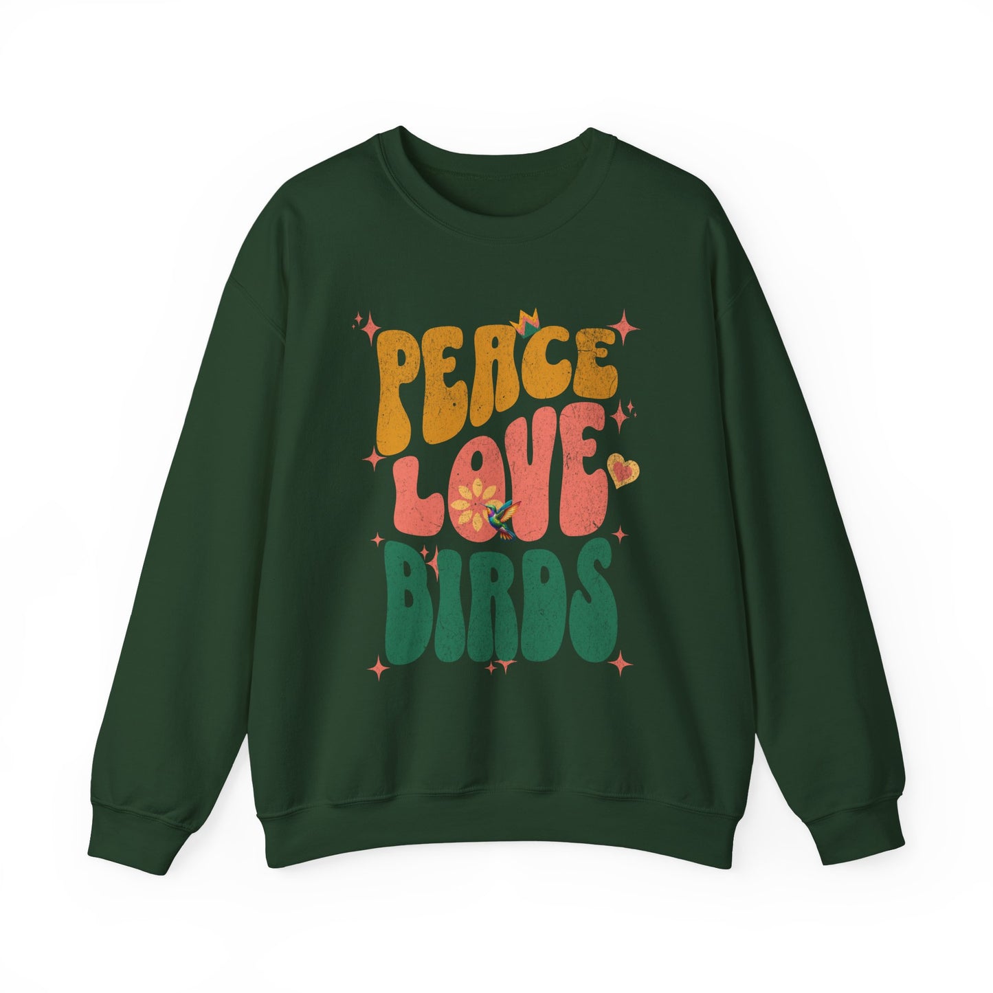 Peace Love Birds Crewneck Sweatshirt - Unisex Cozy Fashion for Nature Lovers