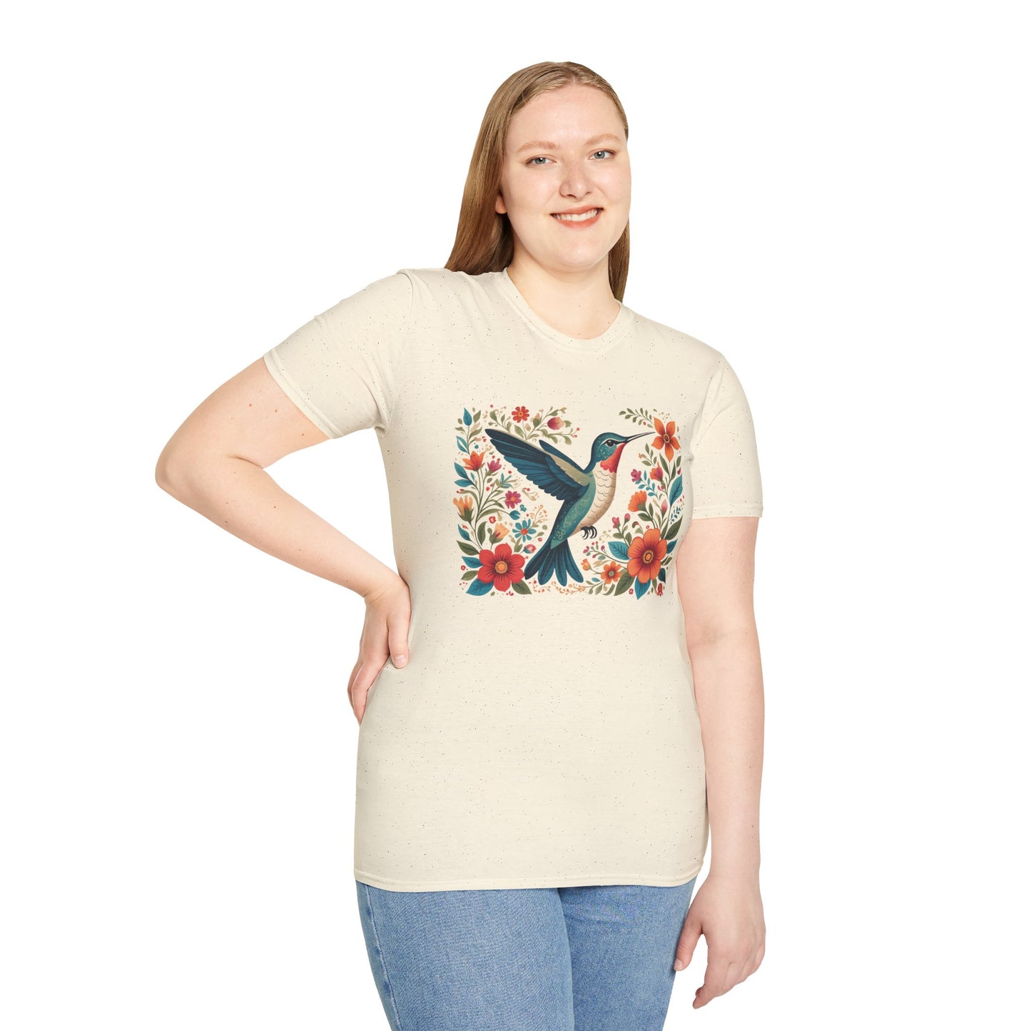 Hummingbird in Bloom Unisex Softstyle T-Shirt