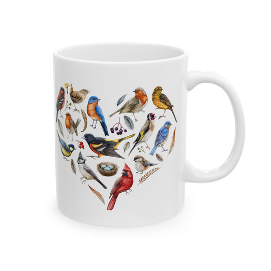 The Nerdy Birder Heart Of Birds Ceramic Mug (11oz, 15oz)
