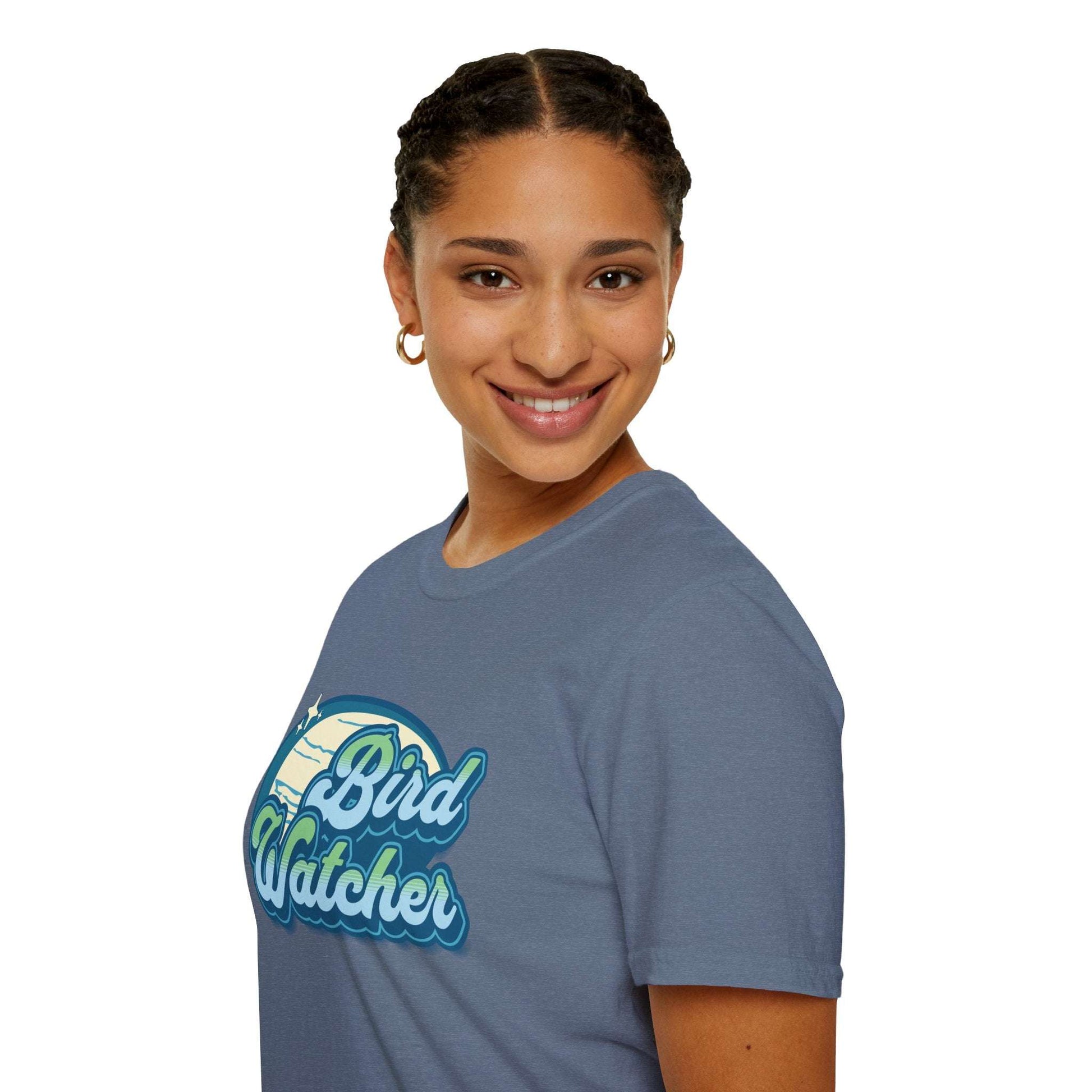 Bird Watcher Teal Unisex Softstyle T-Shirt - Retro Vibe Tee for Casual Wear