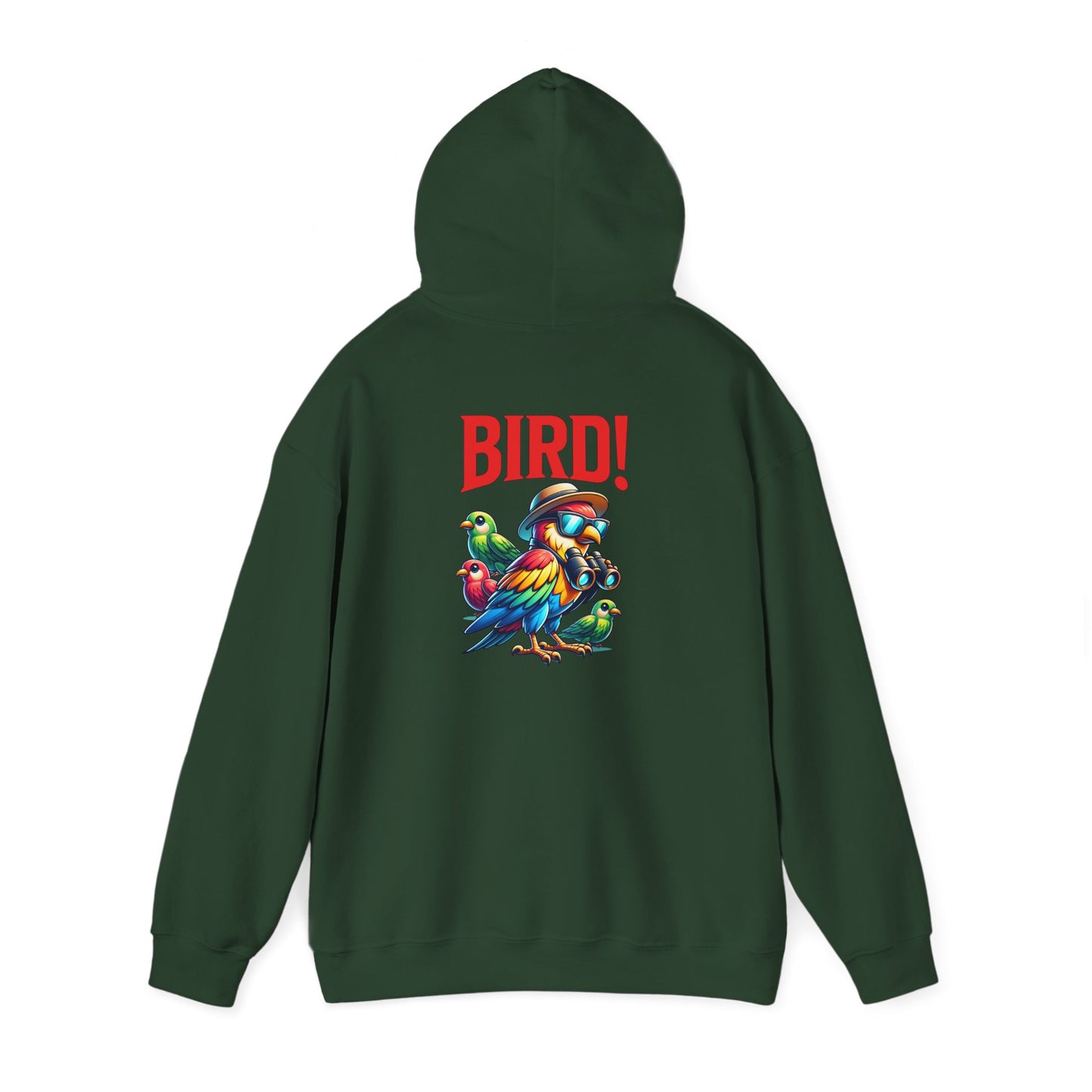 The Nerdy Birder - "Bird!" Back Design Unisex Hoodie - Cozy Sweatshirt for Nature Lovers