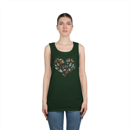 I'm A Nerdy Birder Bird Heart Tank Top, Gift for Bird Lovers, Unisex Summer Wear, Nature Lover's Apparel, Fun Casual Tank