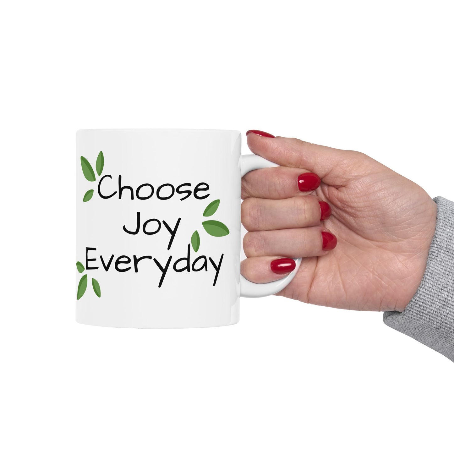 Charming Ceramic Mug – 'Choose Joy Every Day' with Nature-Inspired Design