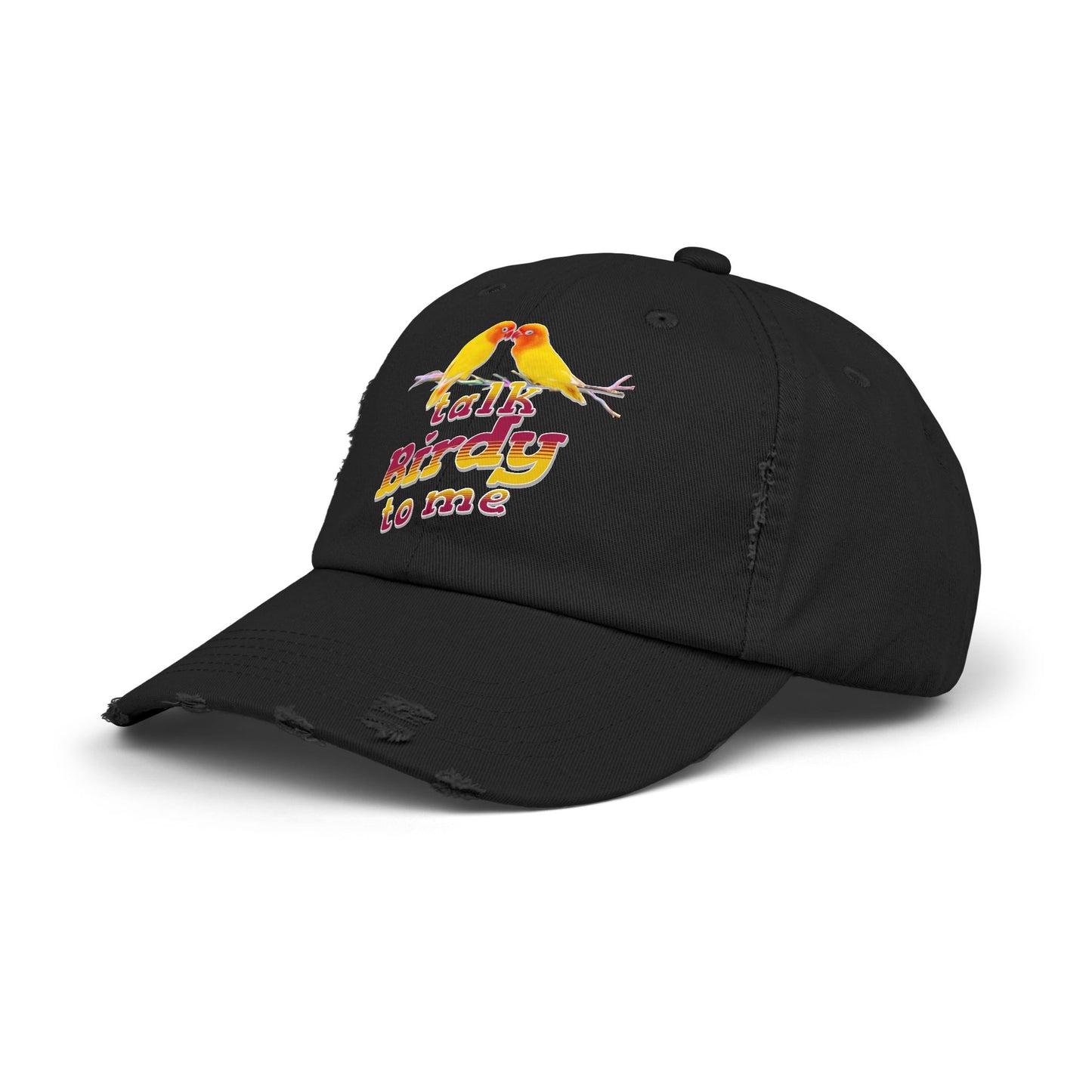 Talk Birdy To Me Distressed Cap, Casual Hat for Bird Lovers, Unique Gift for Nature Enthusiasts, Trendy Apparel for Outdoor Adventures