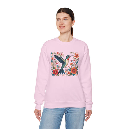 Hummingbird In Bloom Graphic Unisex Crewneck Sweatshirt