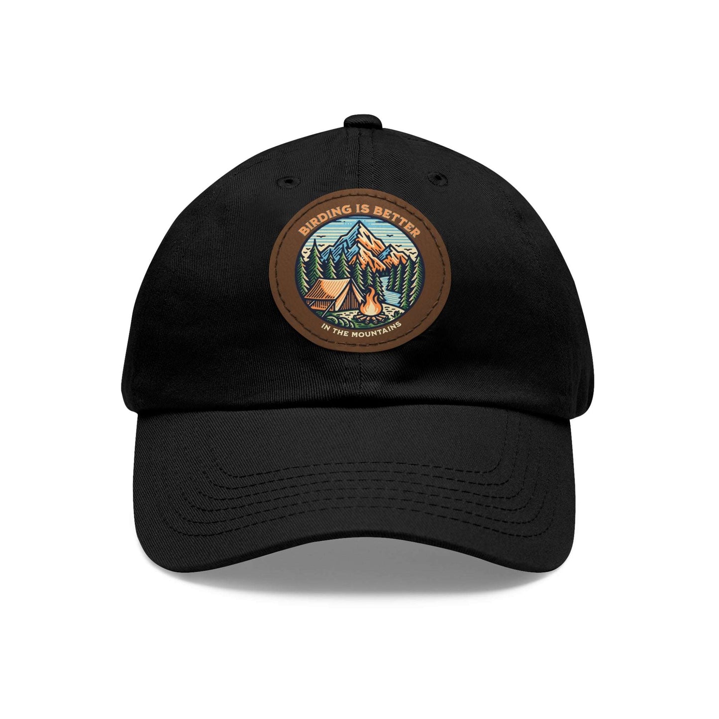 The Nerdy Birder - "Birding is Better in the Mountains" Dad Hat, Leather Patch Cap, Perfect Gift for Dads, Nature Lovers, Casual Style Cap, Summer Accessories