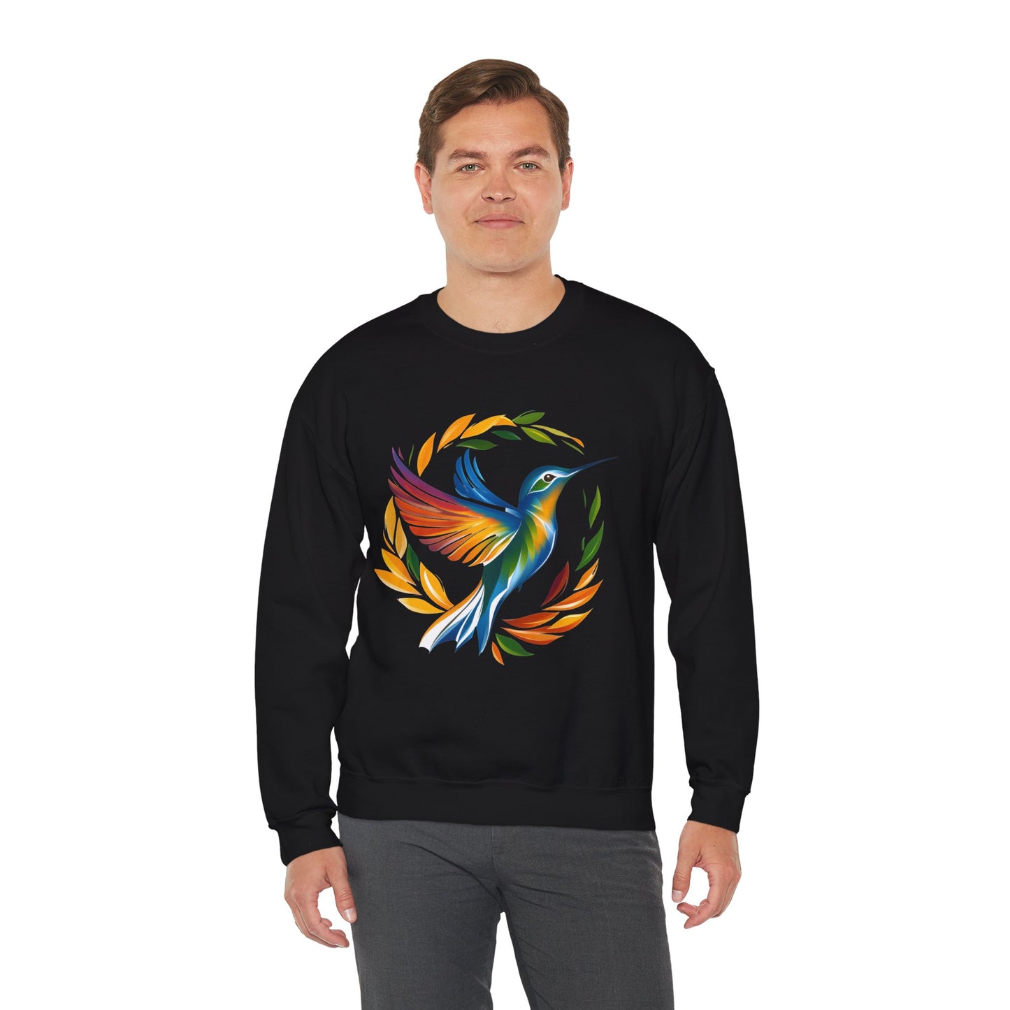 Hummingbird Rainbow Graphic Unisex Crewneck Sweatshirt