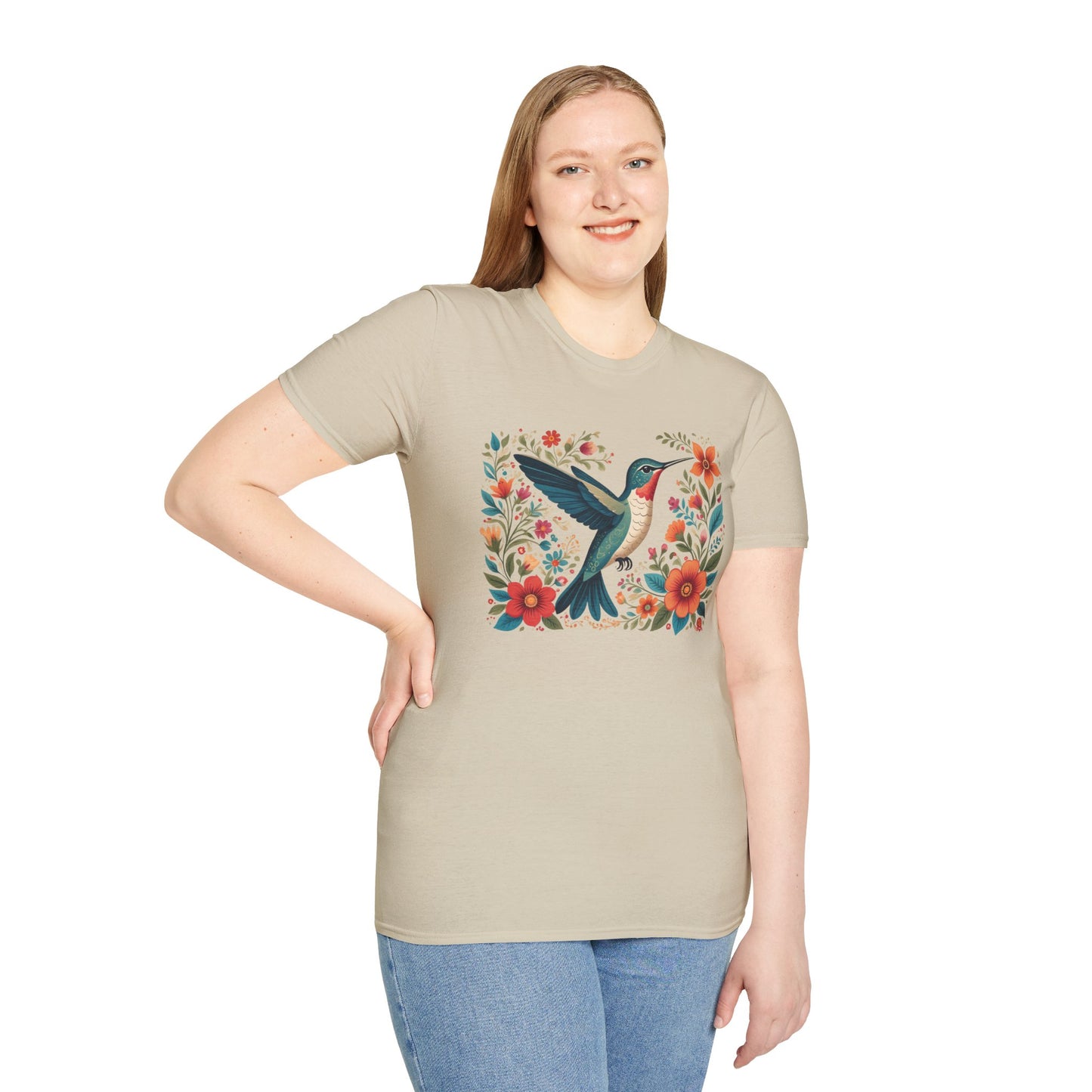 Hummingbird in Bloom Unisex Softstyle T-Shirt