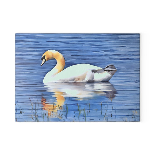 The Nerdy Birder - Irish Swan Glass Cutting Board | Kitchen Décor, Bird Lovers Gift, Beach House Accessory