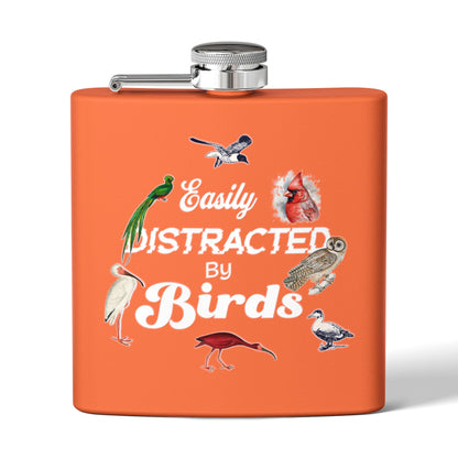 Easily Distracted By Birds Stainless Steel Flask - 6oz