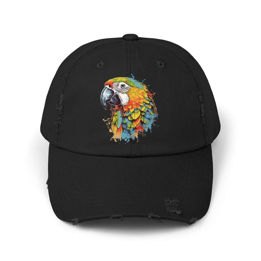The Nerdy Birder Colorful Parrot Vintage Style Hat - Unisex Distressed Cap