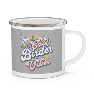 Cool Birder Vibes Enamel Camping Mug - Perfect for Outdoor Enthusiasts