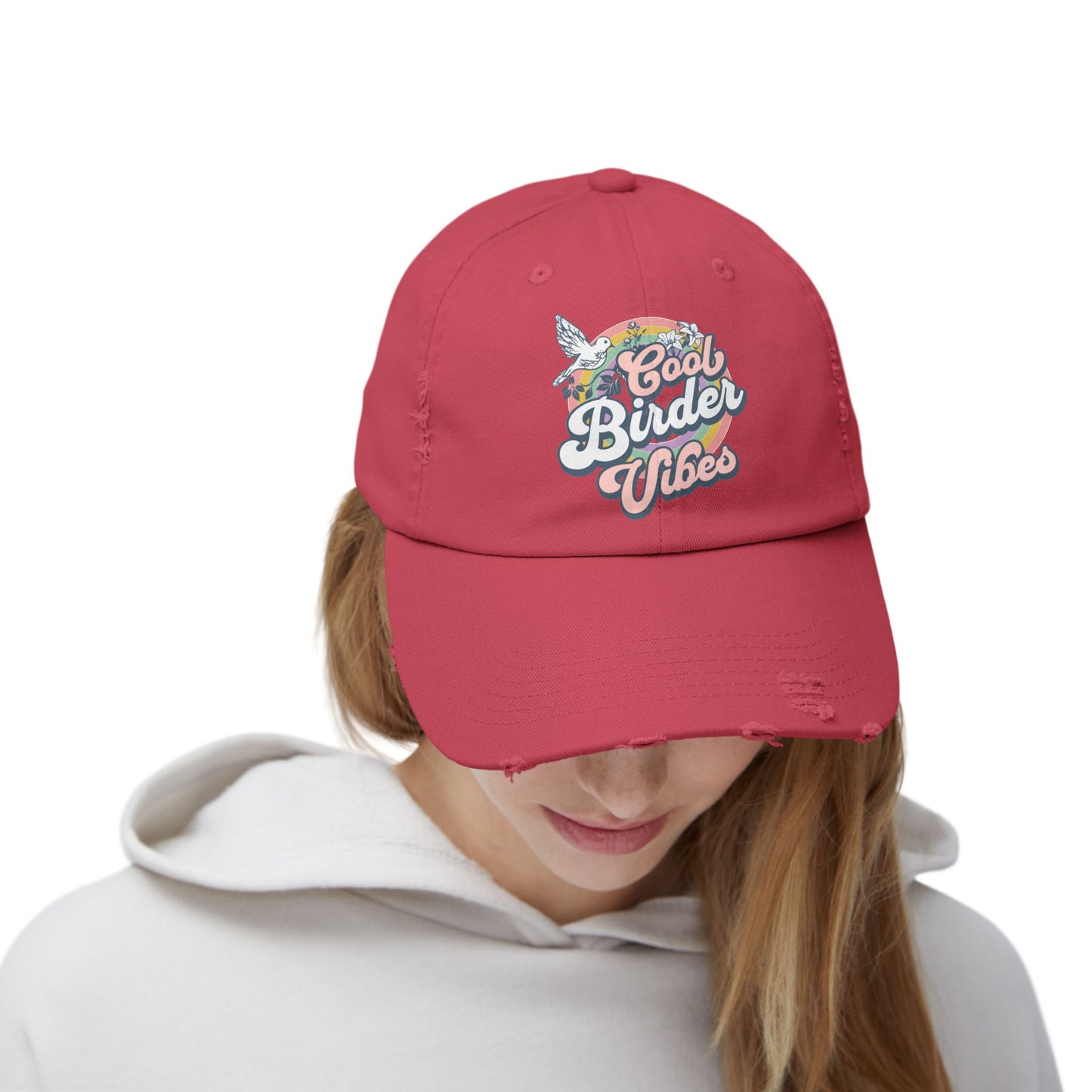 The Nerdy Birder Cool Birder Vibes Vintage Style Hat - Unisex Distressed Cap