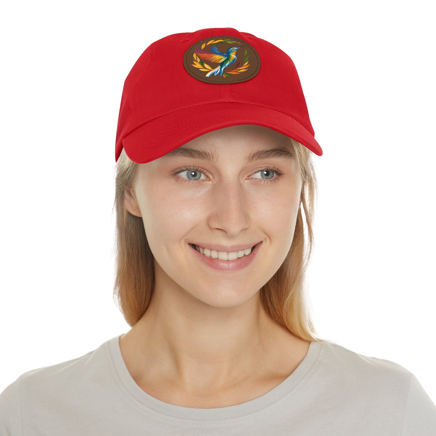 Hummingbird Rainbow Hat Leather Patch Cap