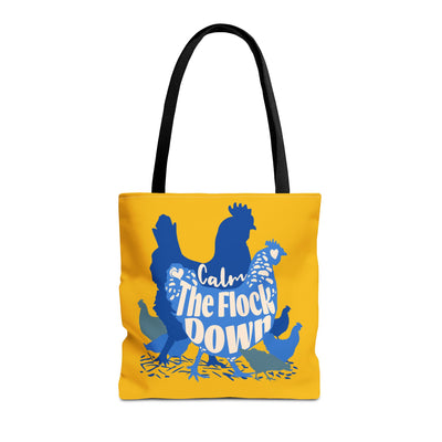 Calm the Flock Down Tote Bag | Fun Chicken Design for Farmers and Animal Lovers