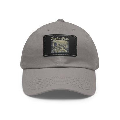 Eagles Soar Dad Hat with Leather Patch, Casual Cap for Bird Lovers, Unique Gift for Birdwatching, Outdoor Adventure Hat, Unisex