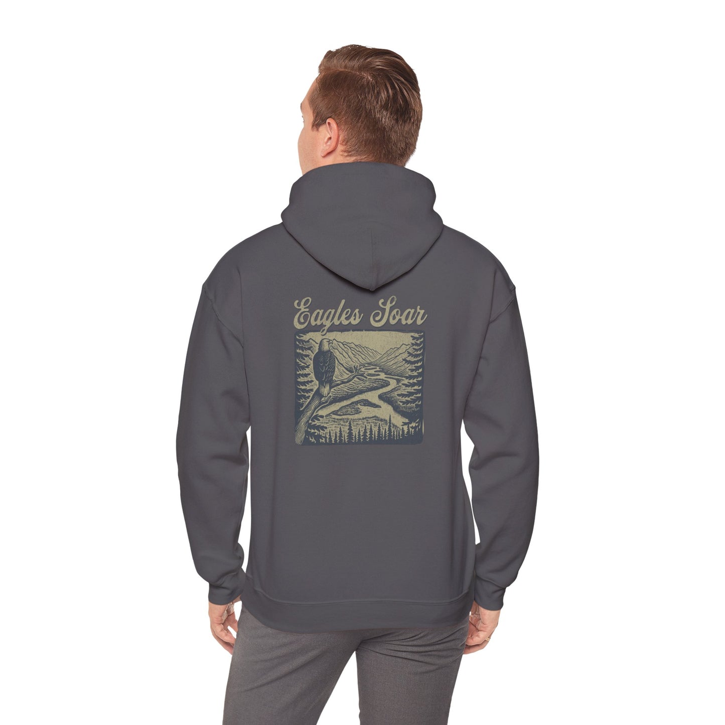 The Nerdy Birder - Eagle Soars Back Design Unisex Hoodie - Cozy Sweatshirt for Nature Lovers