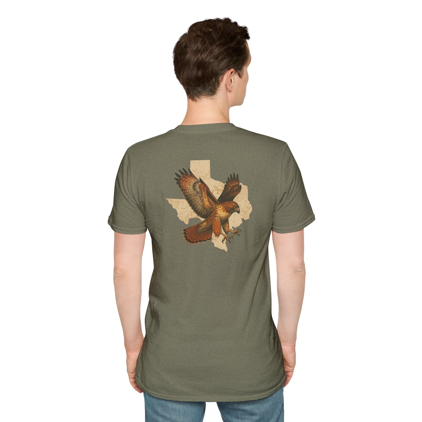 Texas Red-Tailed Hawk on the back of the T-Shirt