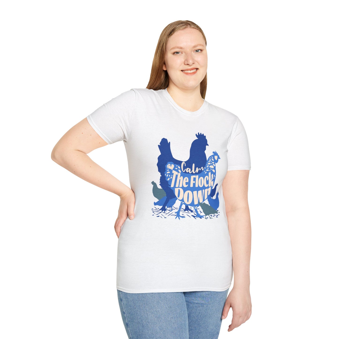 Calm The Flock Down Unisex Softstyle T-Shirt - Retro Vibe Tee for Casual Wear