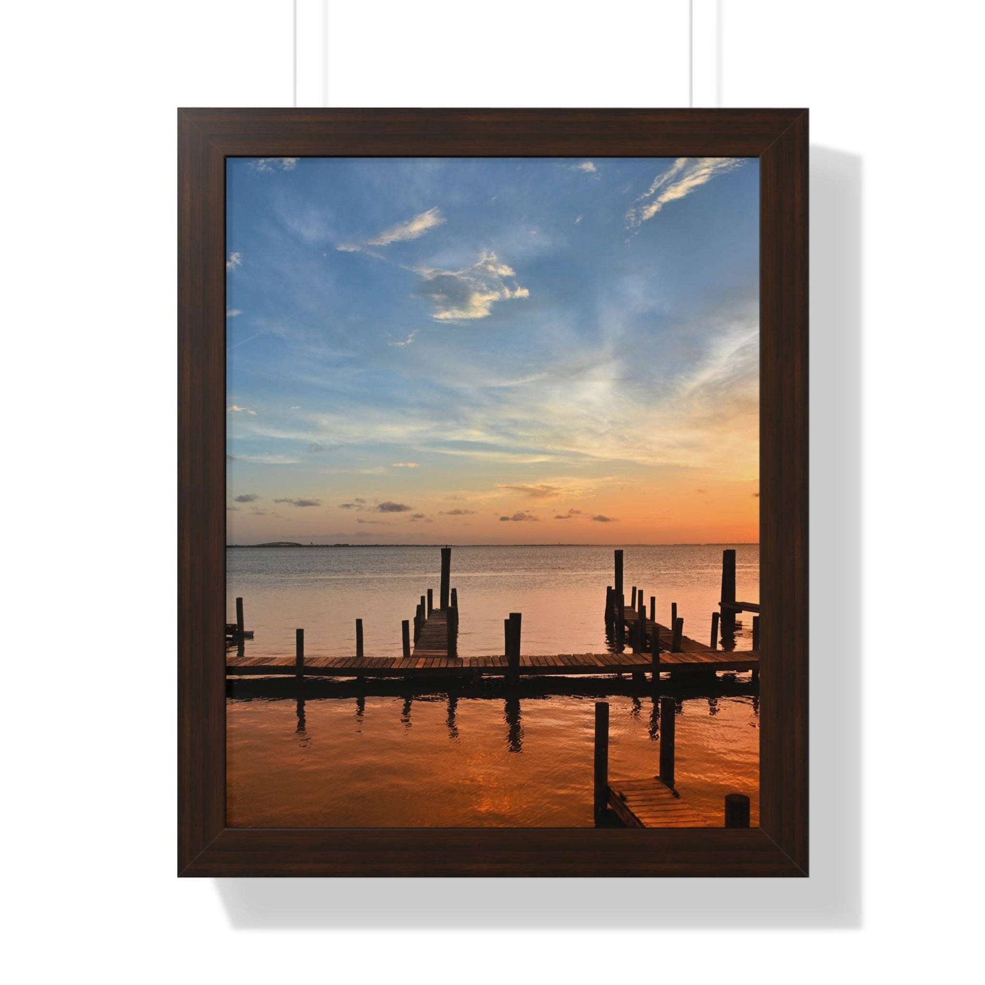 Serene Sunset Framed Vertical Poster - Tranquil Wall Art for Home Decor