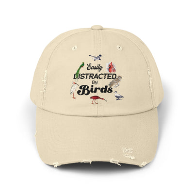 Easily Distracted By Birds Vintage Style Hat - Unisex Distressed Cap